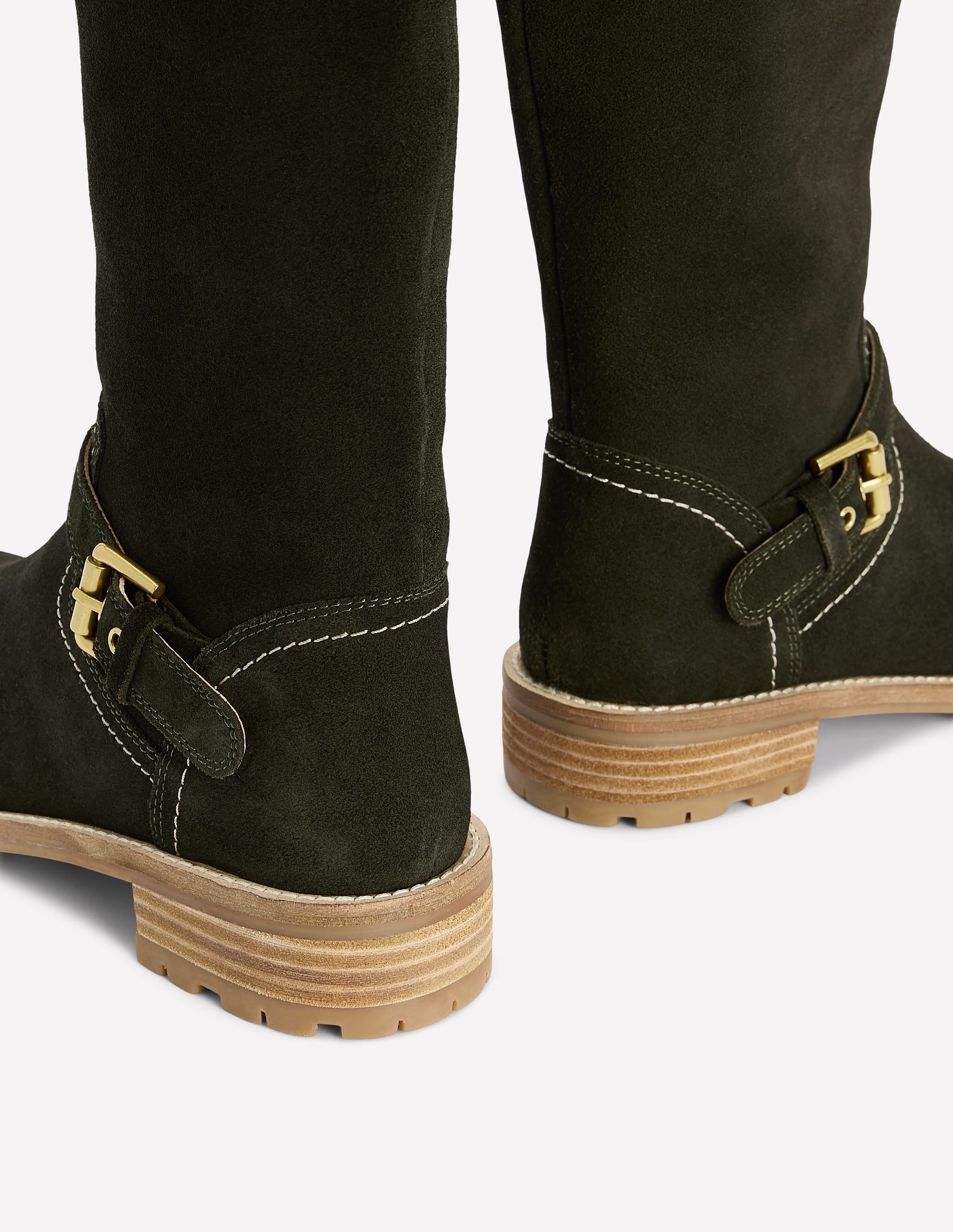 Kniehohe Stiefel mit Schnalle-Waldgrün - Image 4
