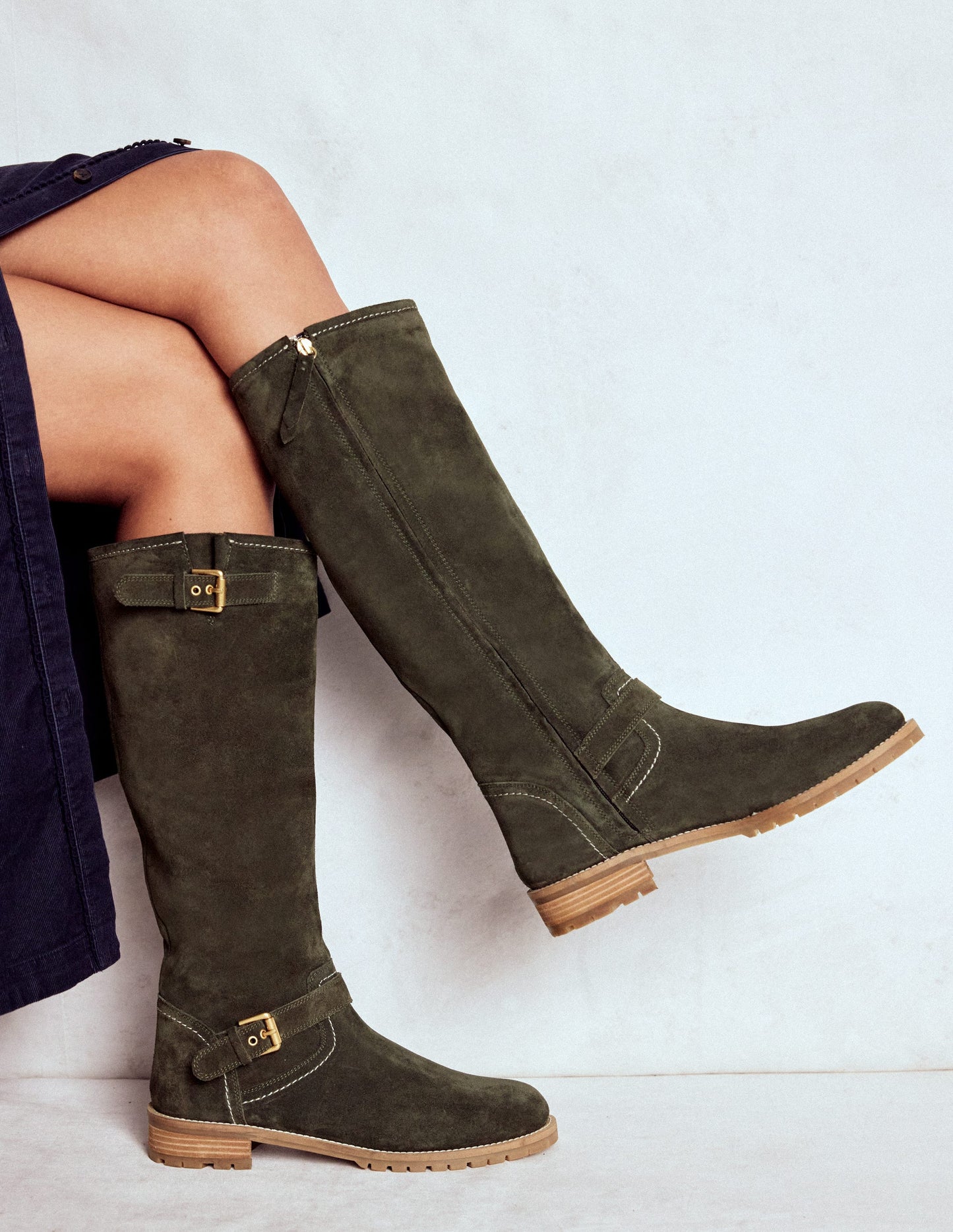 Bottes hauteur genou à boucles-Vert des bois