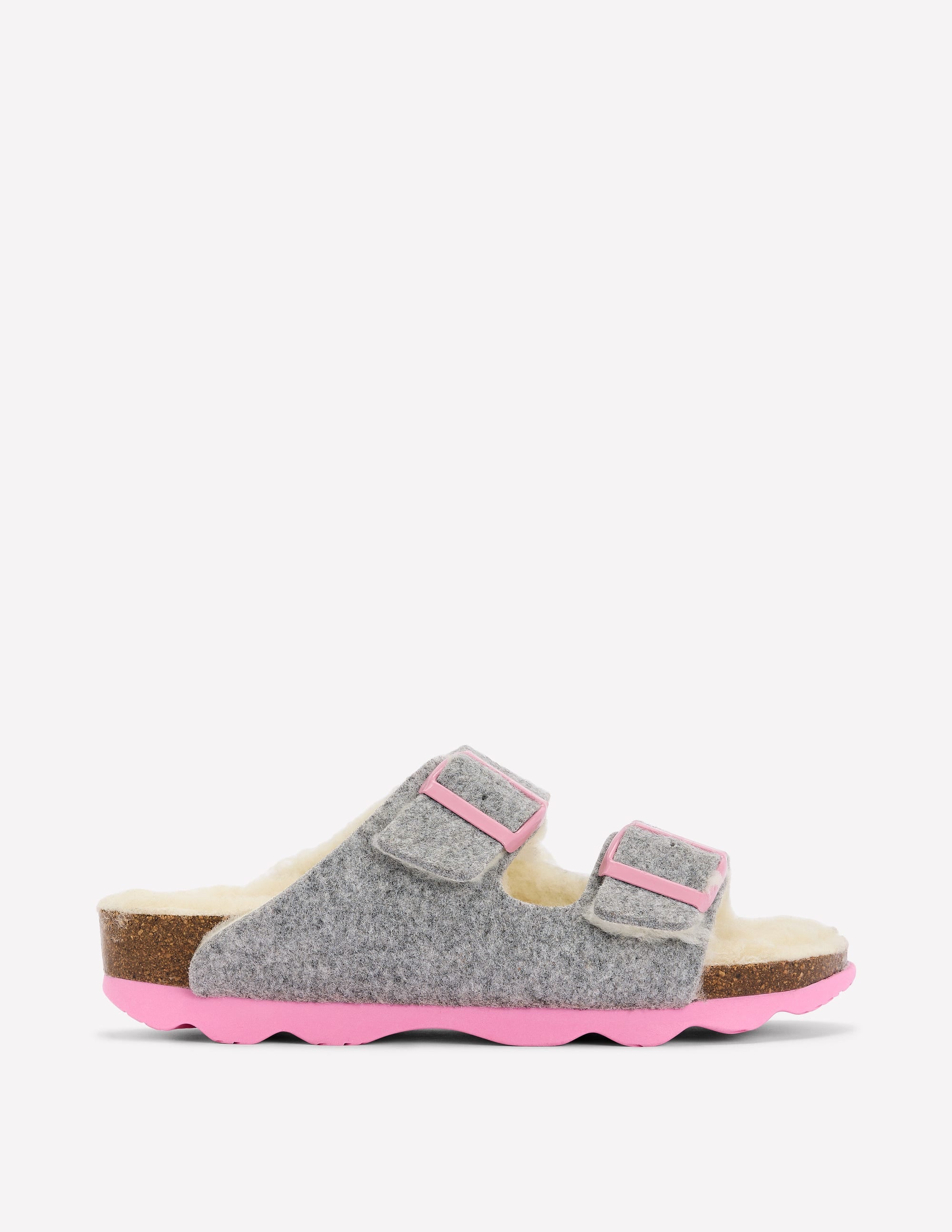 Chaussons à double bride et boucle-Anthracite chiné - Image 1