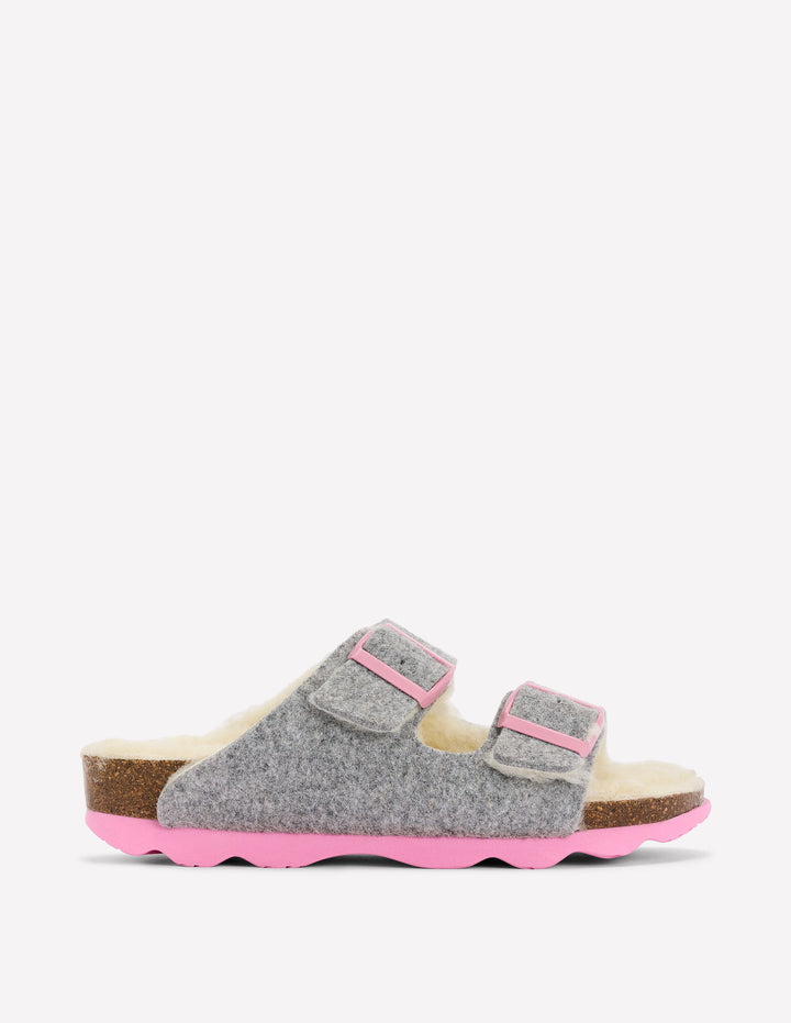 Slipper mit doppeltem Riemen und Schnalle-Anthrazit Meliert