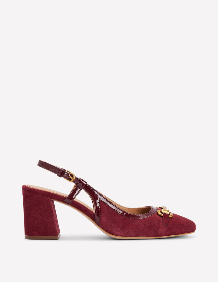 Iris Absatzschuhe mit Trensendetail und Fersenriemen-Oxblood