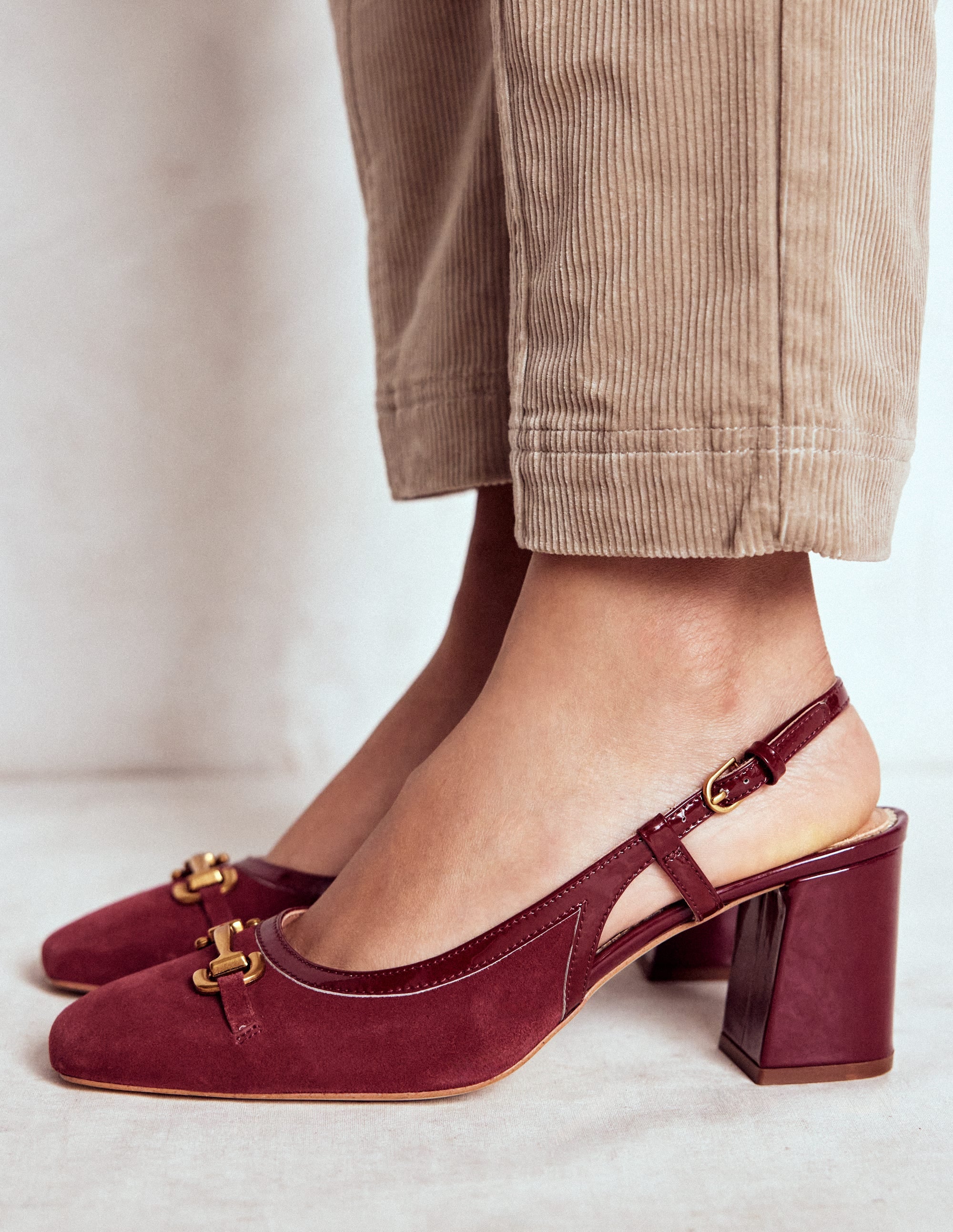 Iris Absatzschuhe mit Trensendetail und Fersenriemen-Oxblood - Image 2