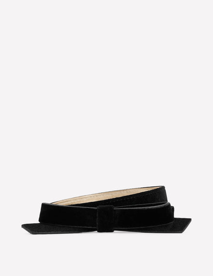 Ceinture fine à nœud-Velours noir