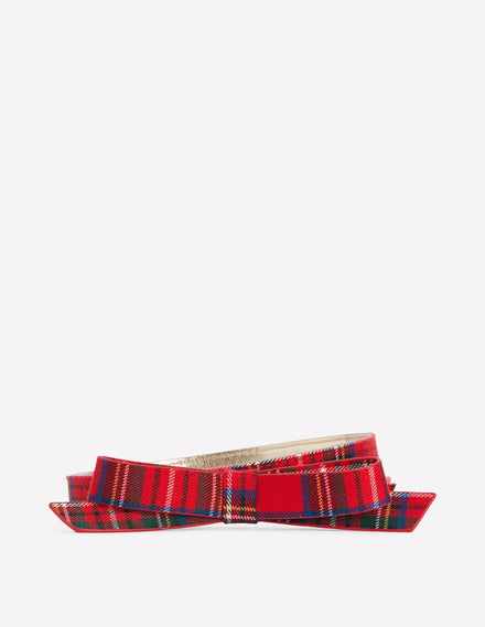 Ceinture fine à nœud-Carreaux écossais