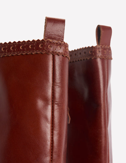 Bottes hauteur genou à détails richelieus-Fauve-5
