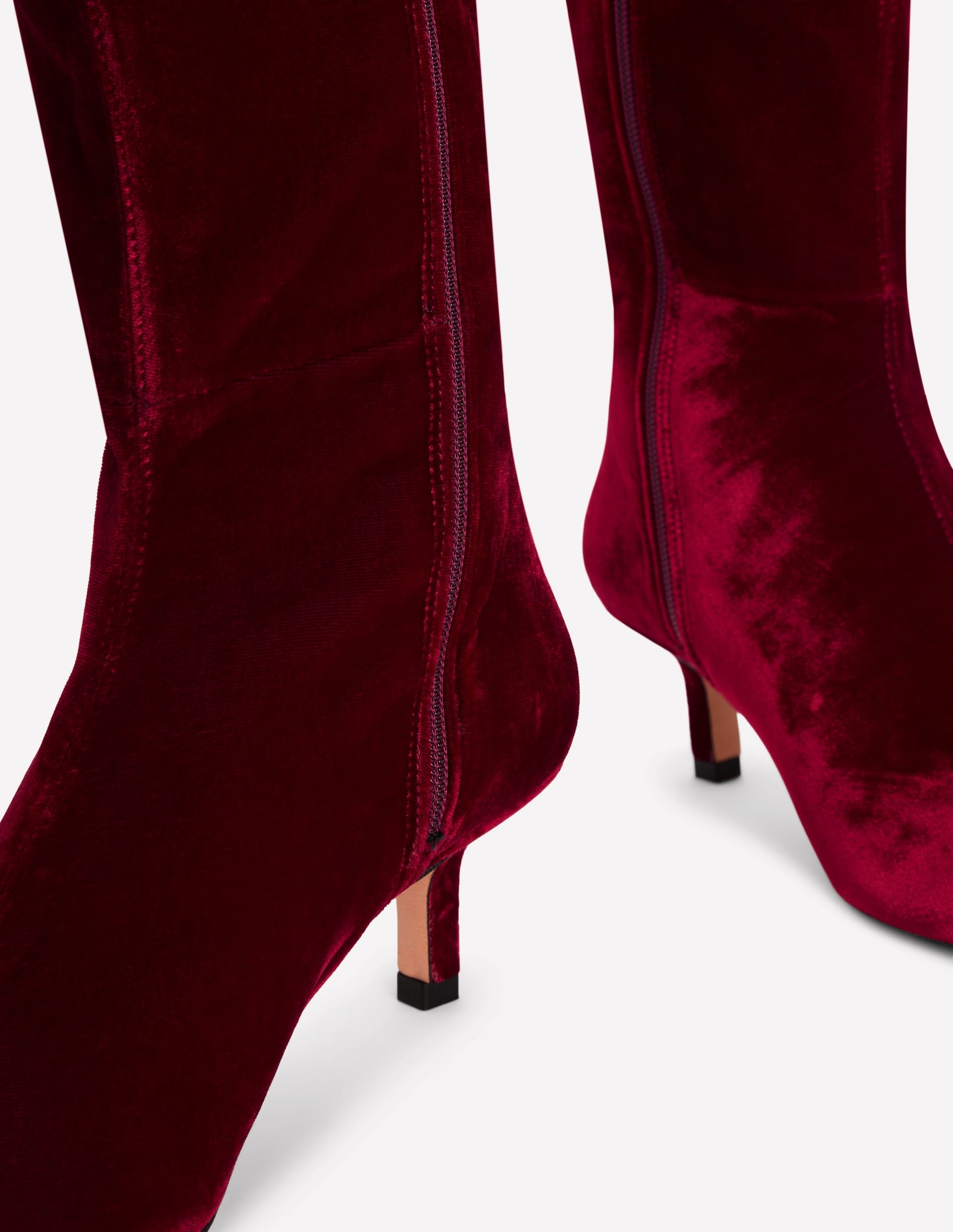 Bottes hauteur genou à petits talons-Rouge rubis-5