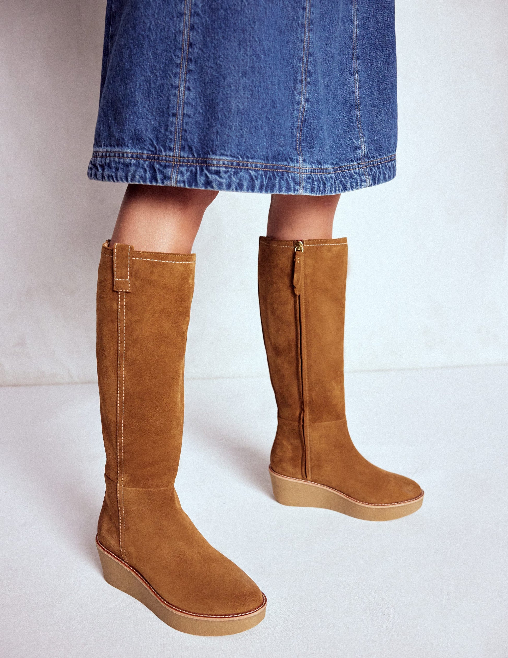 Bottes compensées hauteur genou-Fauve-3