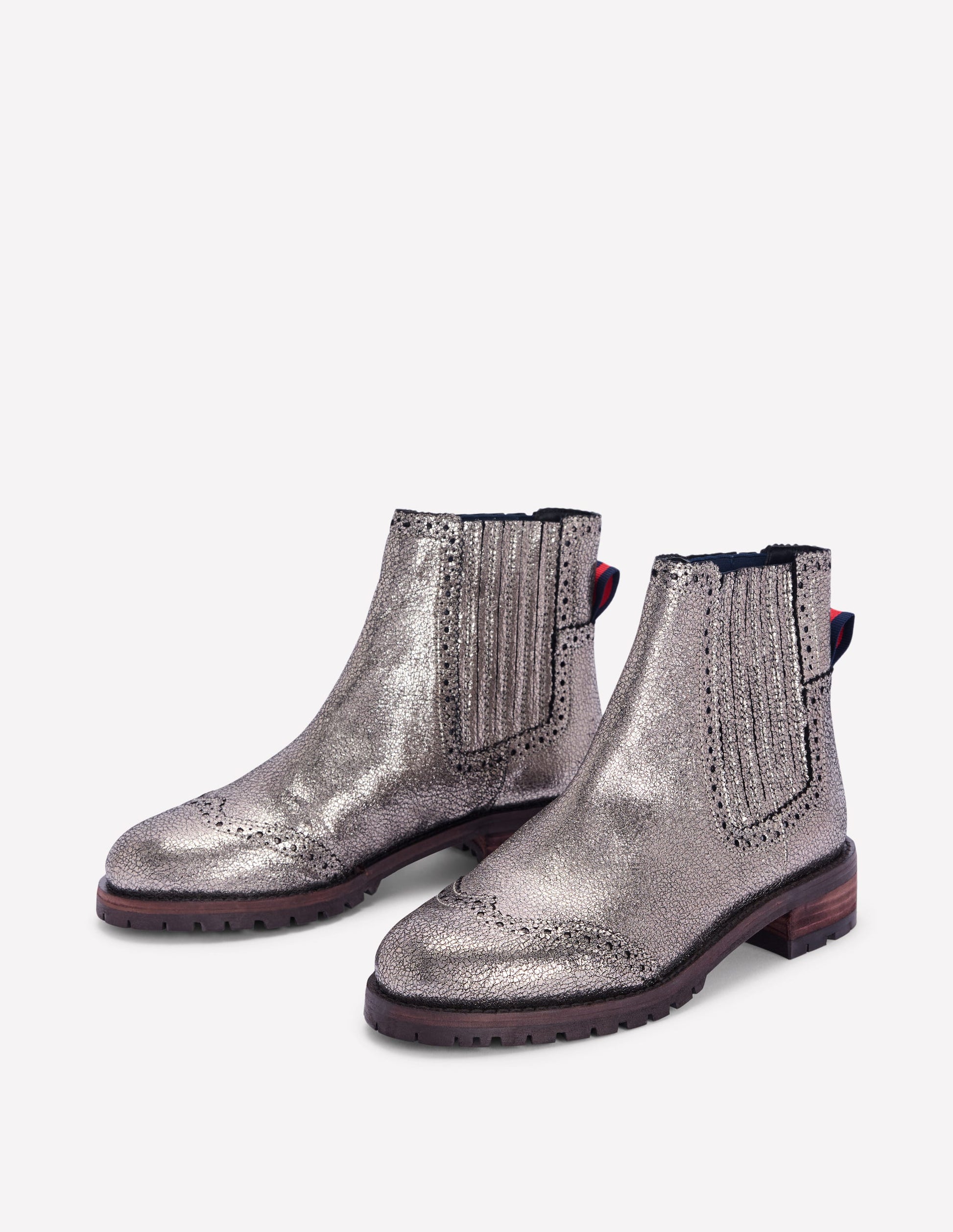 Bottines Chelsea à détails richelieus-Argenté-3