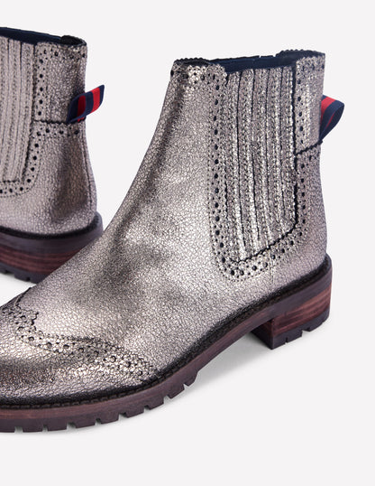 Bottines Chelsea à détails richelieus-Argenté-4