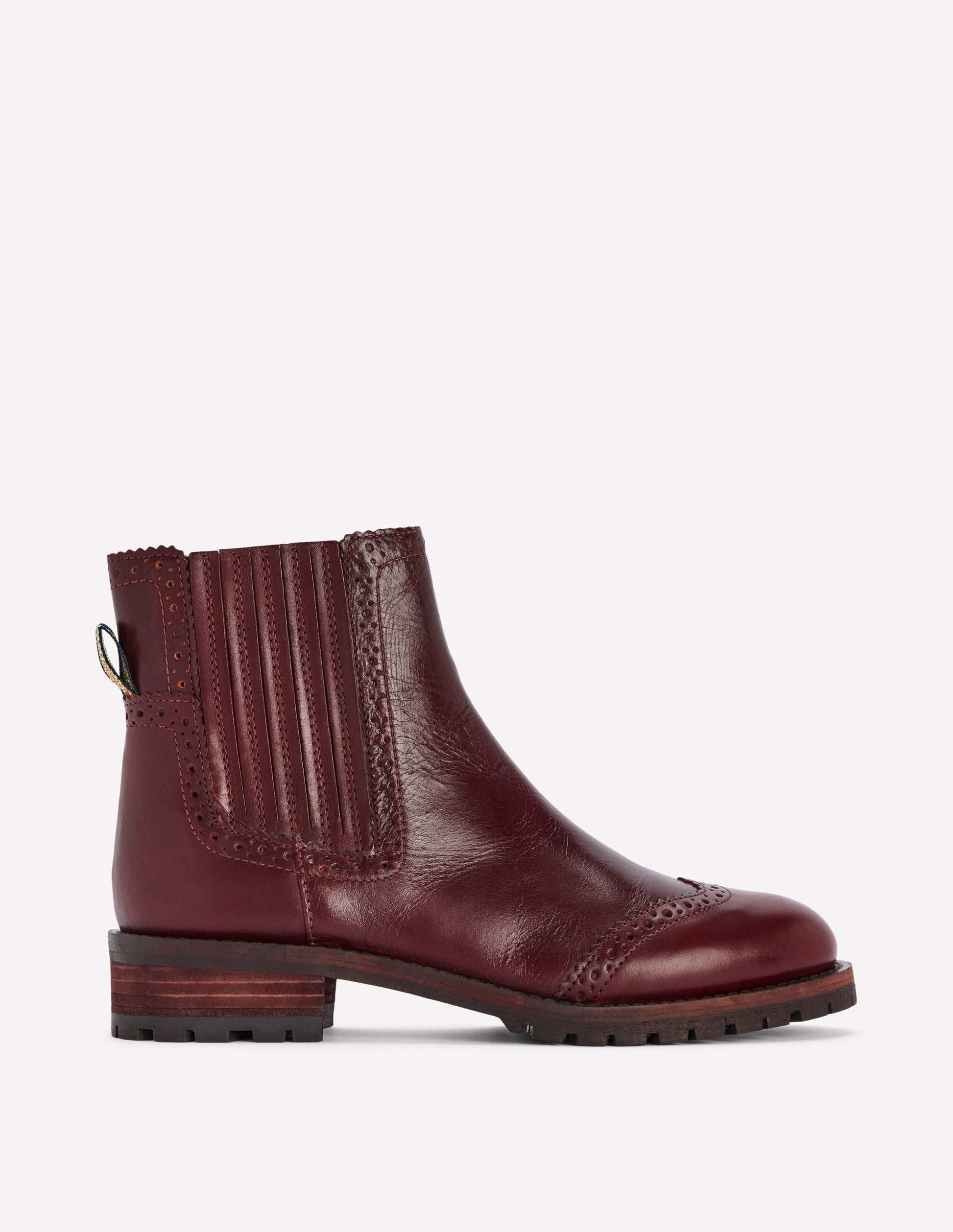 Bottines Chelsea à détails richelieus-Bordeaux profond-1