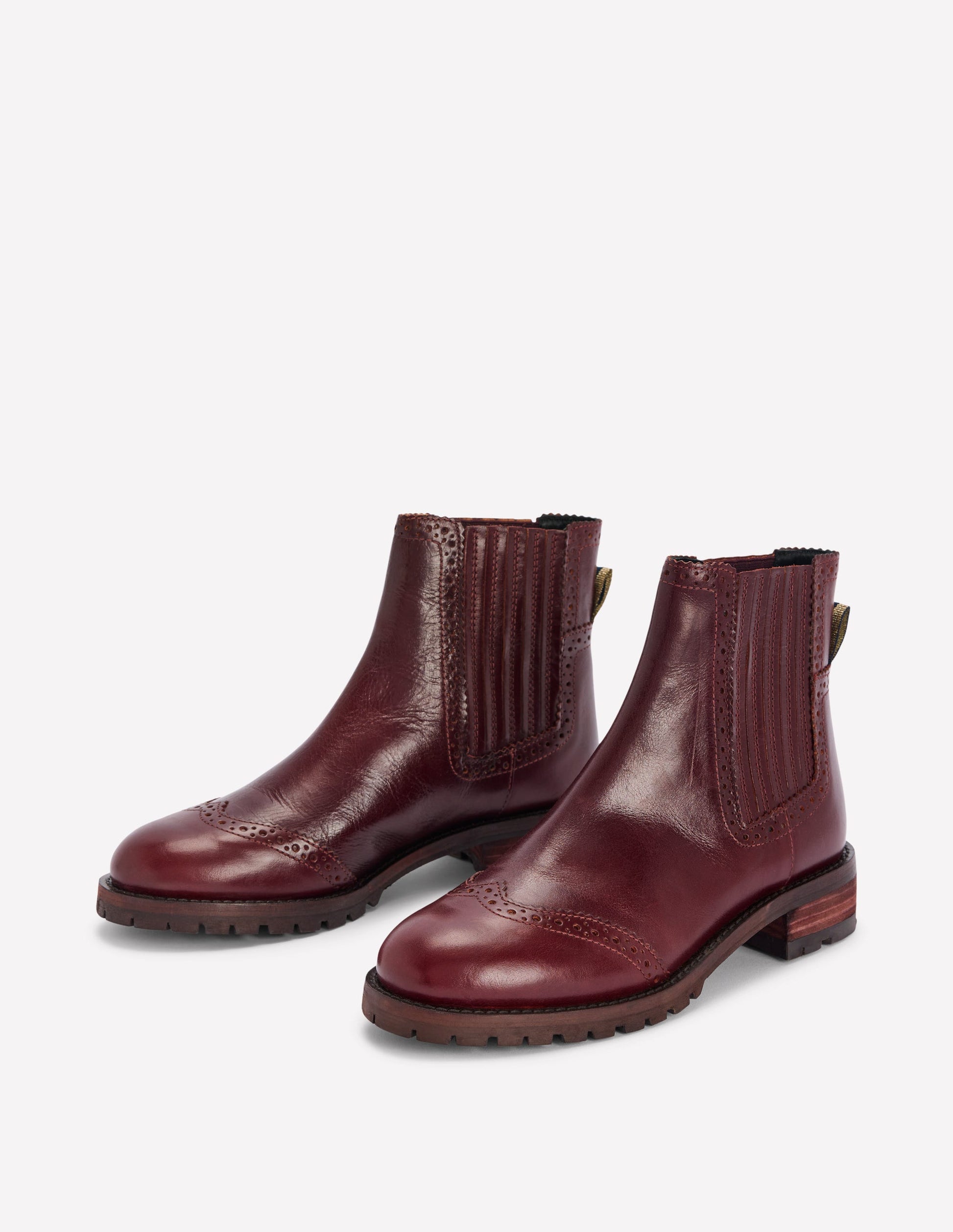 Bottines Chelsea à détails richelieus-Bordeaux profond-4