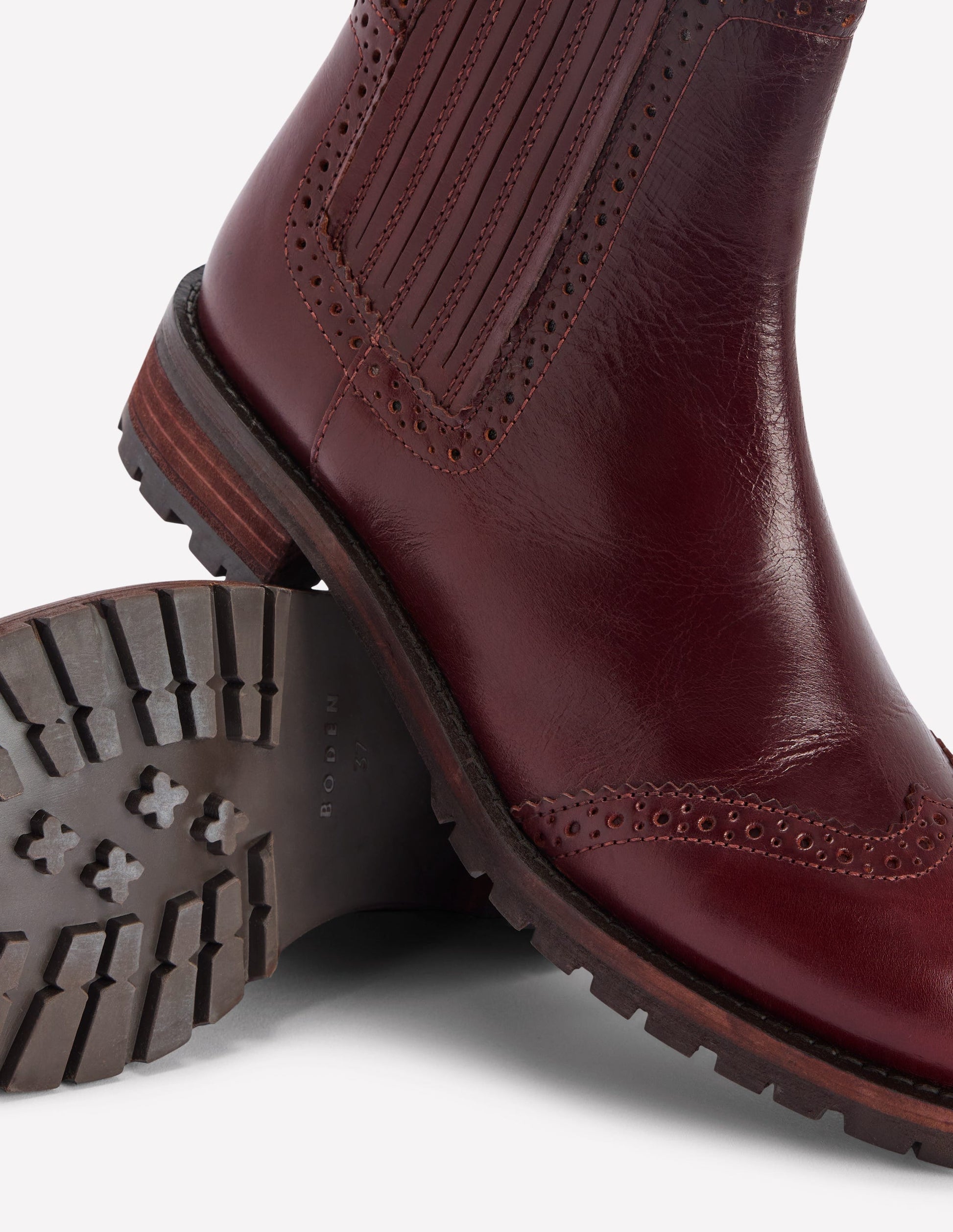 Bottines Chelsea à détails richelieus-Bordeaux profond-5