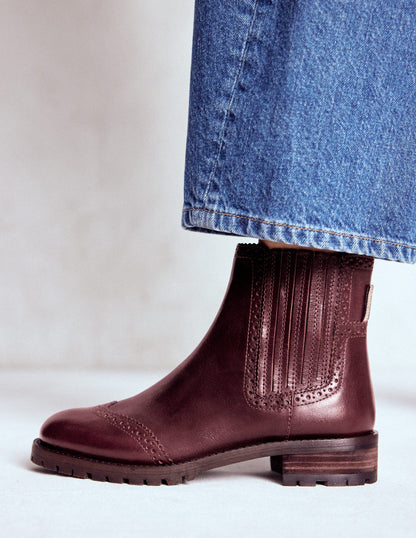 Bottines Chelsea à détails richelieus-Bordeaux profond-2