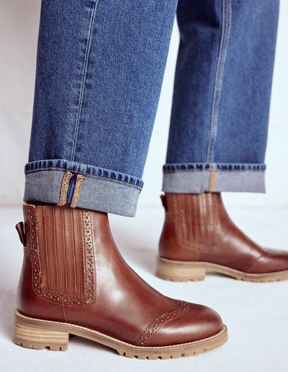 Bottines Chelsea à détails richelieus-Fauve-3