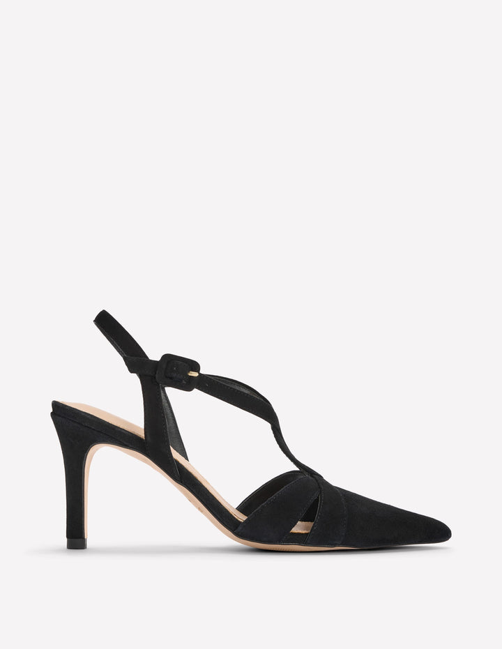 Spitze Absatzschuhe mit verschlungenen Riemen-Schwarz