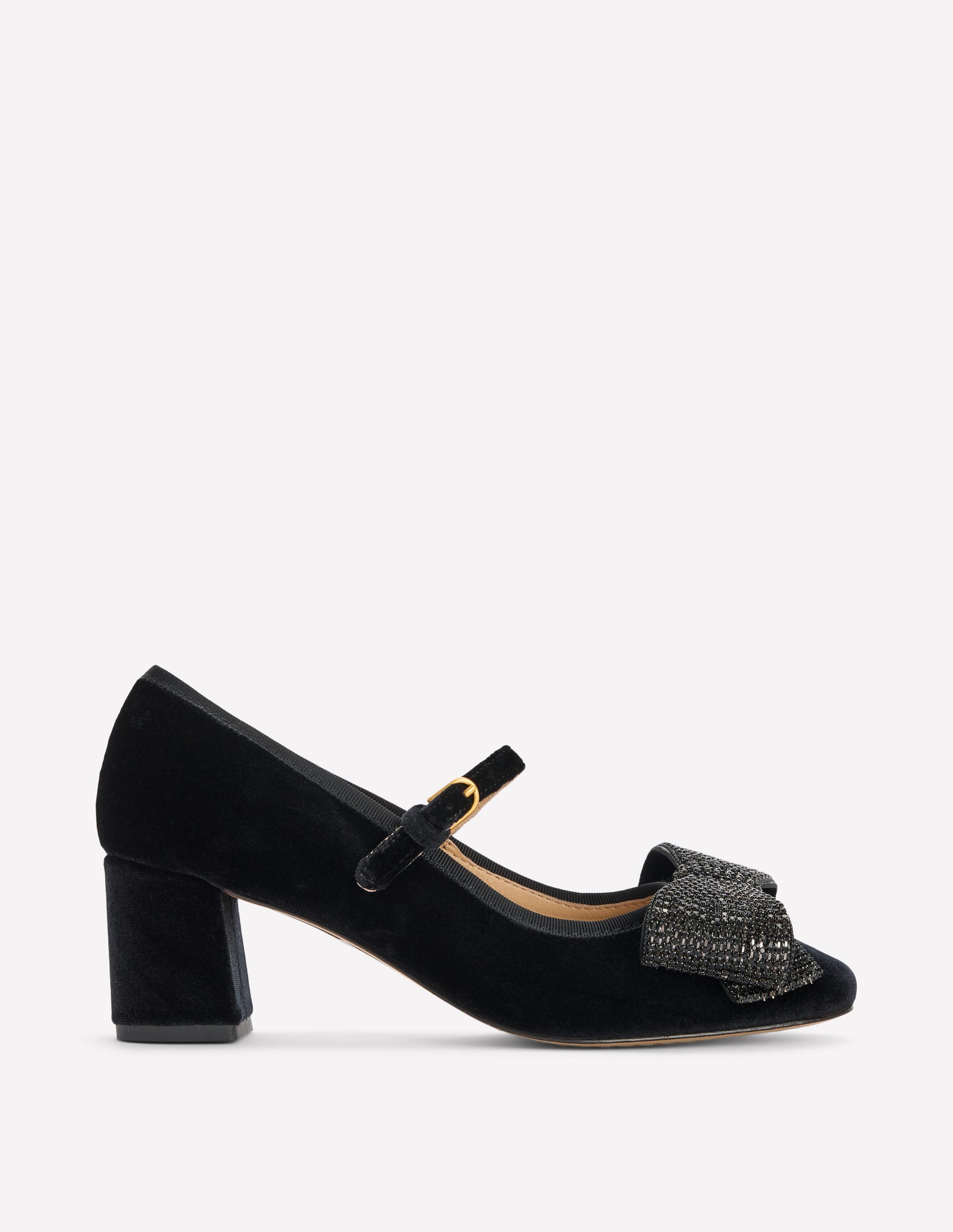 Pumps mit Blockabsatz und Schleifenverzierung-Schwarz-1