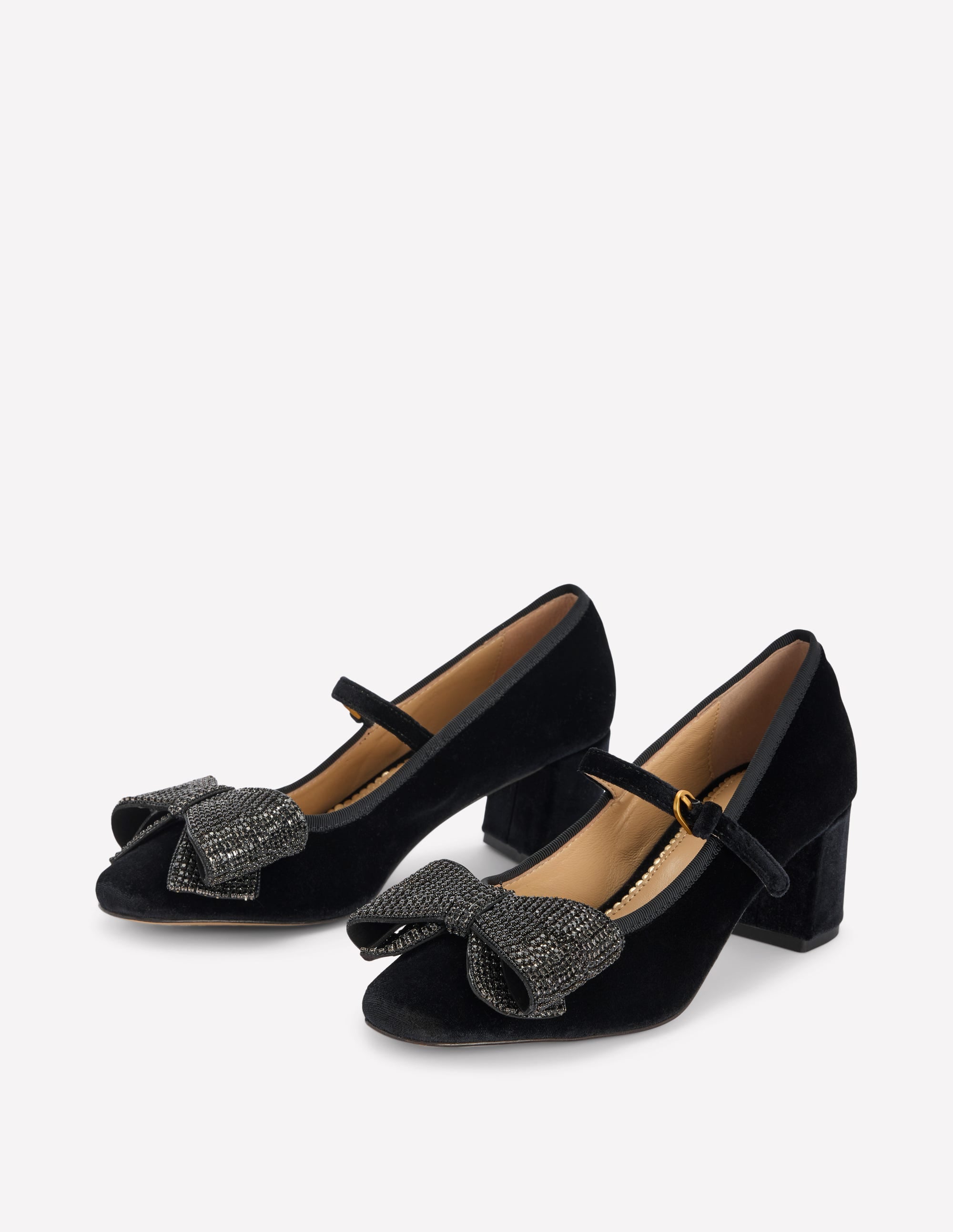 Pumps mit Blockabsatz und Schleifenverzierung-Schwarz - Image 4