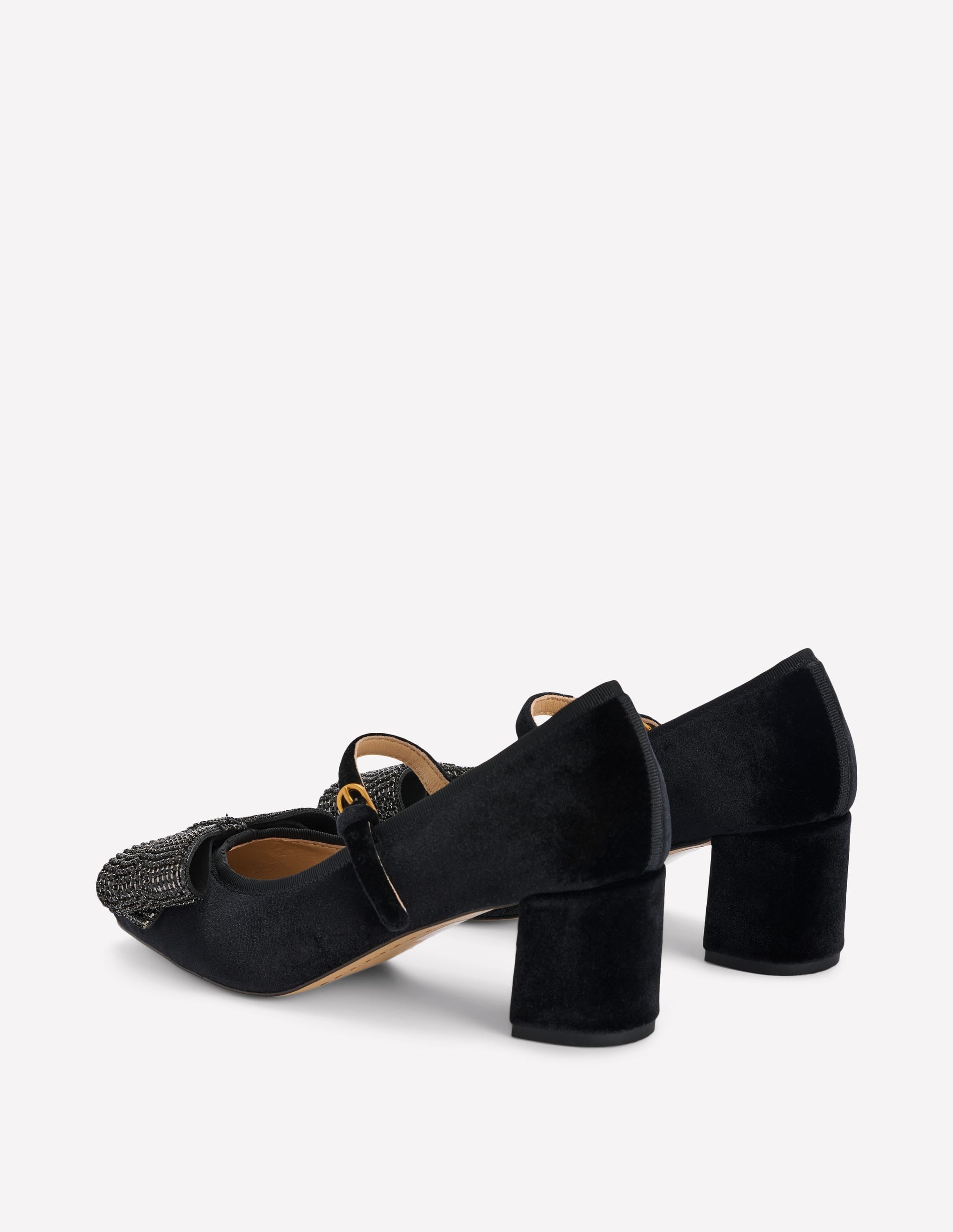 Pumps mit Blockabsatz und Schleifenverzierung-Schwarz - Image 6