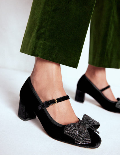 Pumps mit Blockabsatz und Schleifenverzierung-Schwarz-3