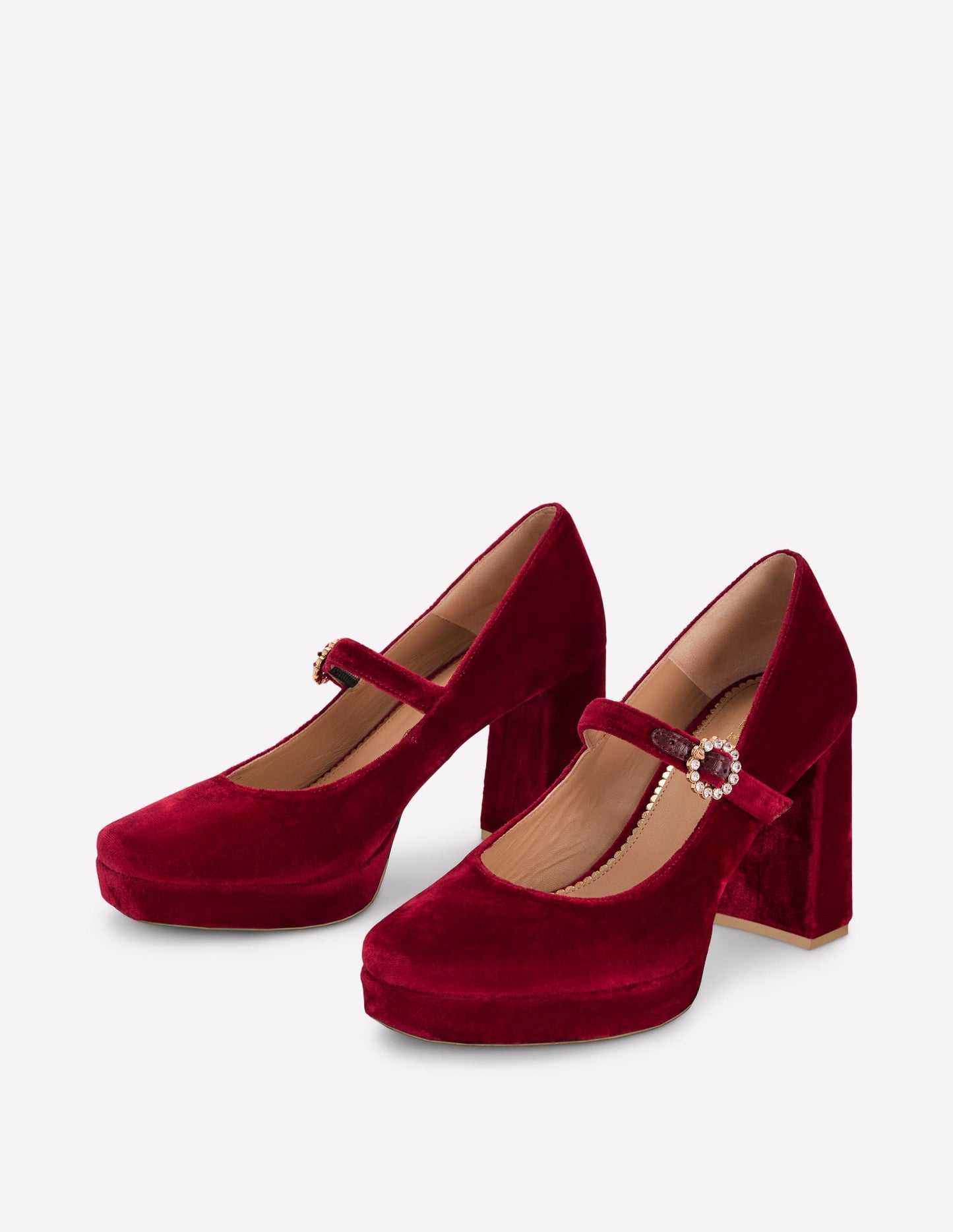 Platform Mary Janes-Ruby Red