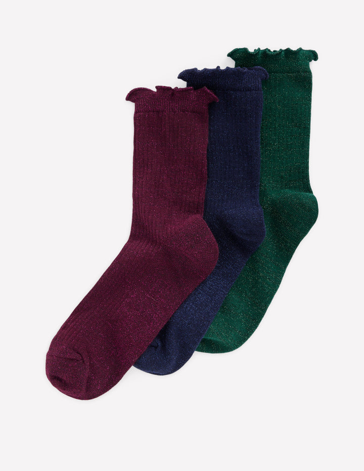 Glitzersocken im 3er-Pack-Bunt