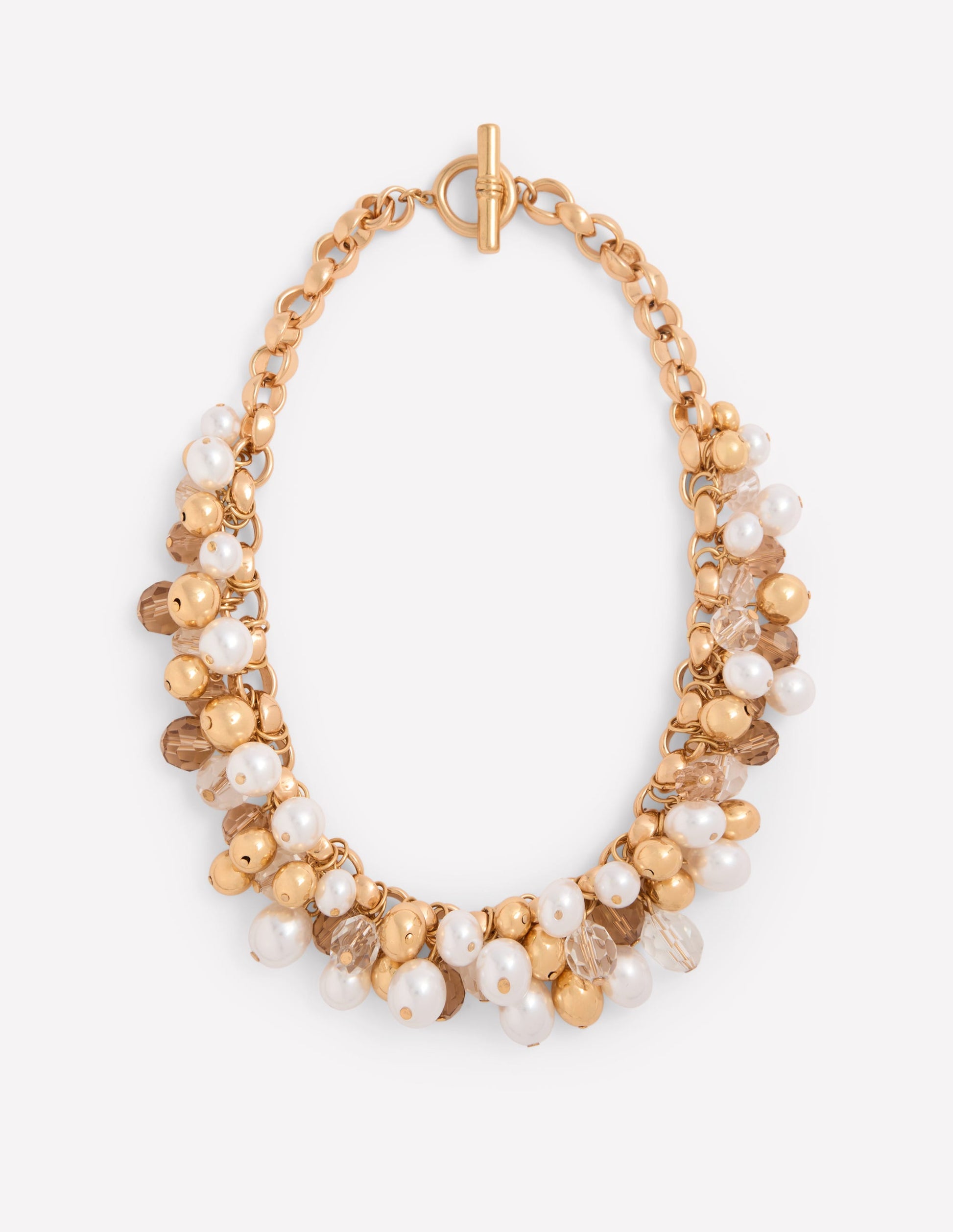 Collier à pierres et perles-Doré/perle dʼimitation-1