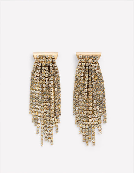 Boucles d'oreilles franges à pierres-Argenté