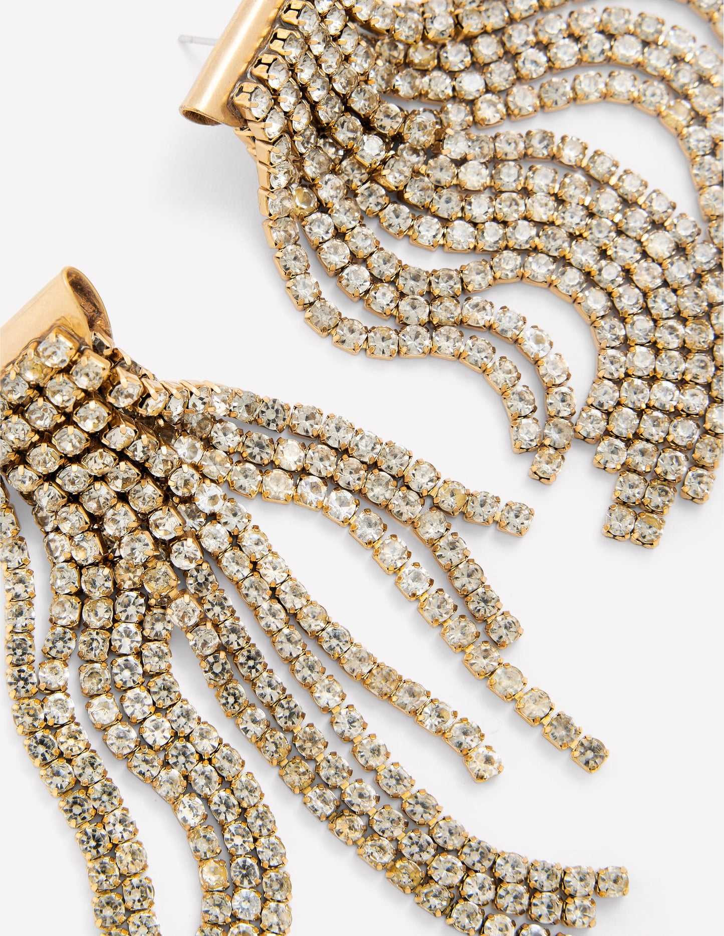 Boucles d'oreilles franges à pierres-Argenté