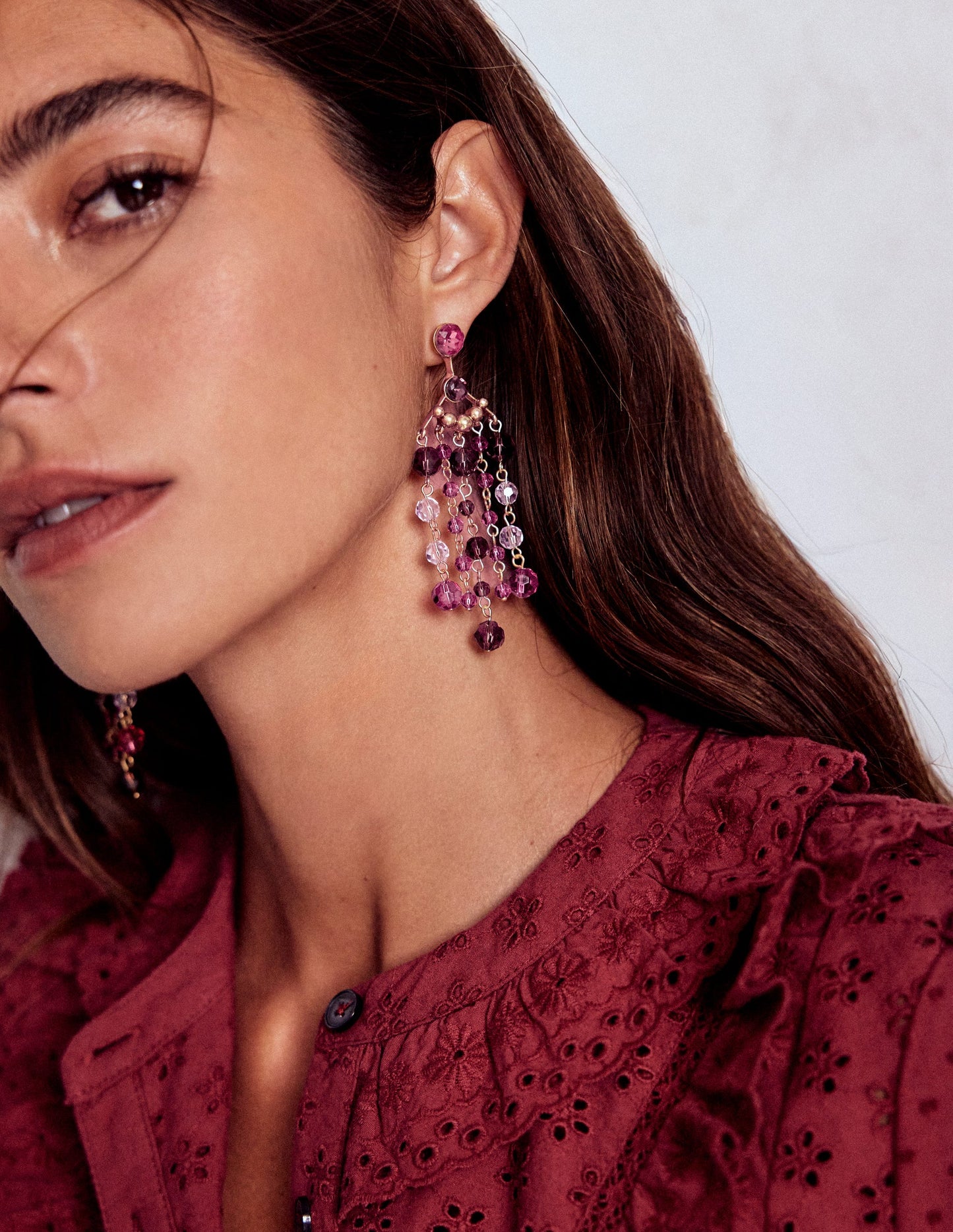 Waterfall Drop Earrings-Purple