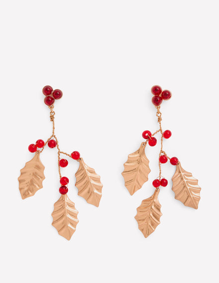 Boucles d'oreilles festives en métal-ROUGE