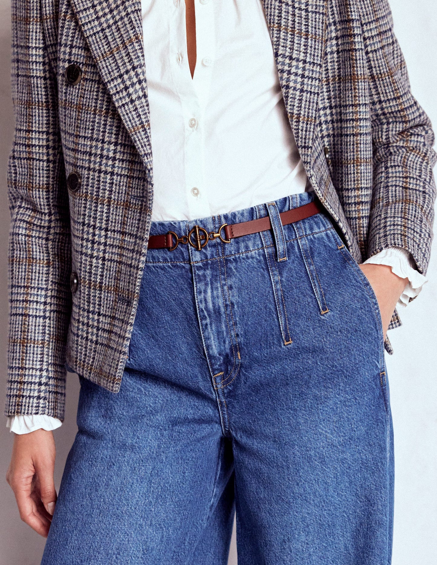 Gürtel mit T-Steg-Ring-Verschluss-Hellbraun