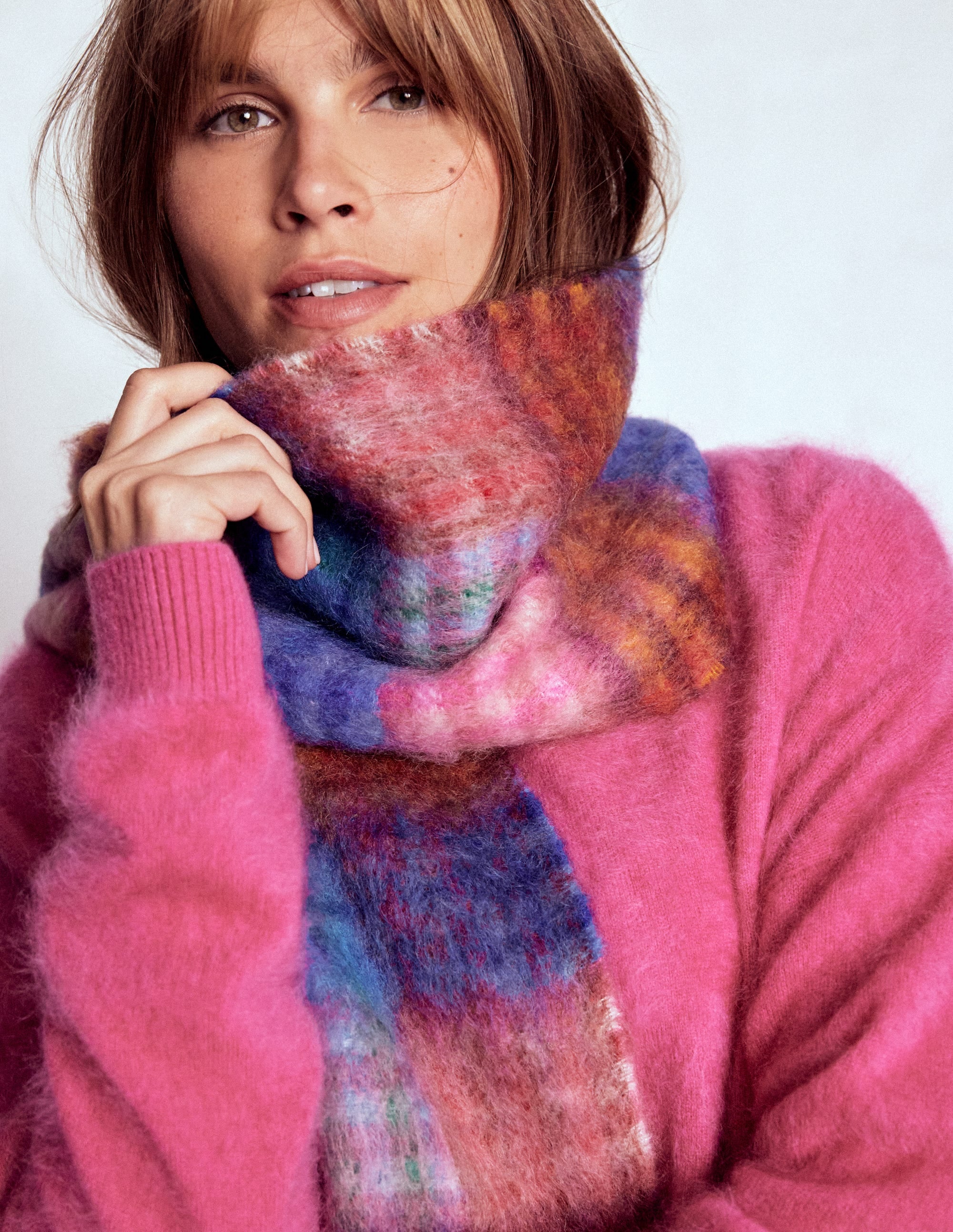 Gewebter Mohair-Schal-Bunt Karomuster - Image 1