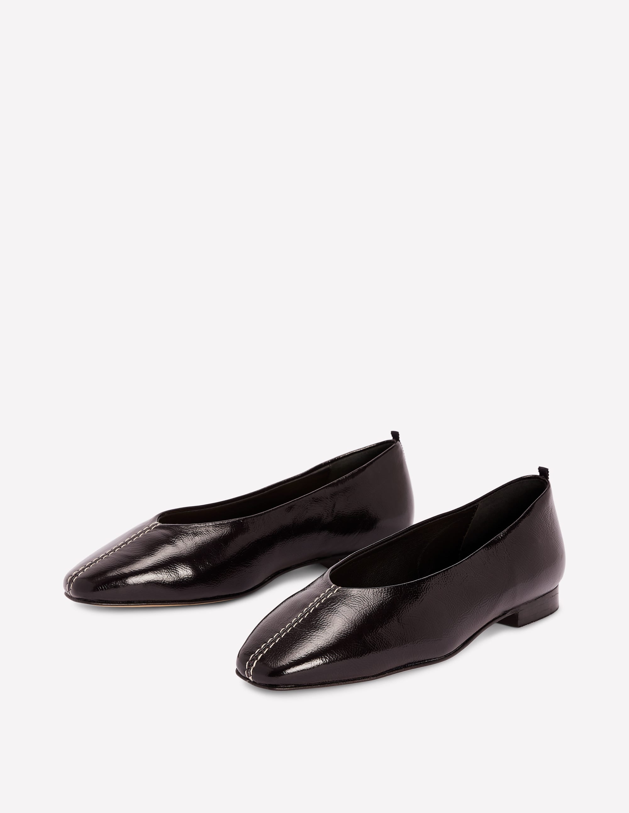 Weit ausgeschnittene, flache Schuhe mit Ziernaht-Dunkles Weinrot - Image 3