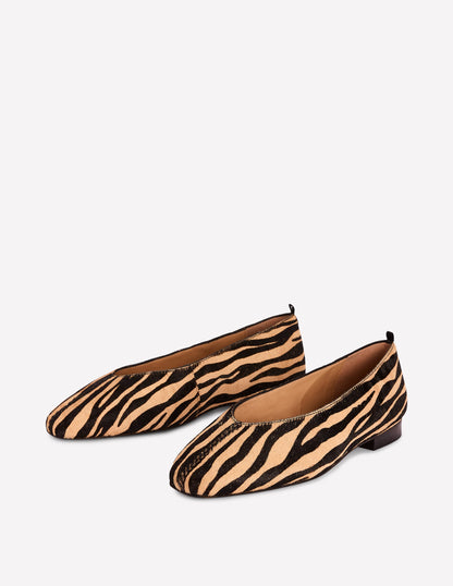 Weit ausgeschnittene, flache Schuhe mit Ziernaht-Schwarz/Weiß-4