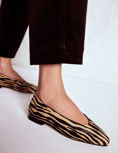 Weit ausgeschnittene, flache Schuhe mit Ziernaht-Schwarz/Weiß-3