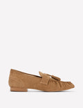 Weiche, geraffte Loafer-Karamellbraun