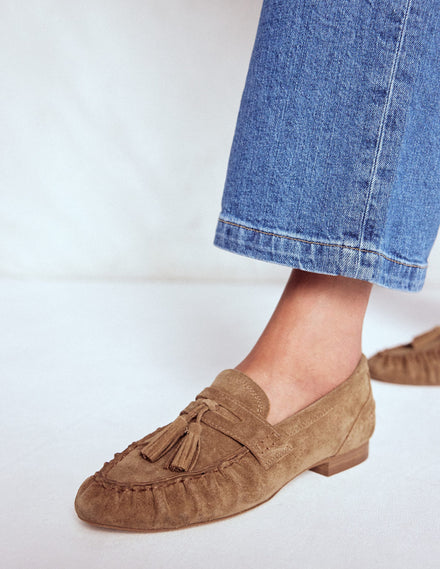 Mocassins souples à fronces-Caramel