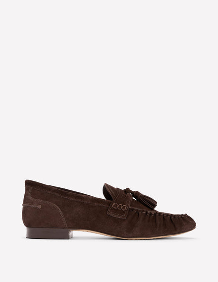 Weiche, geraffte Loafer-Schoko