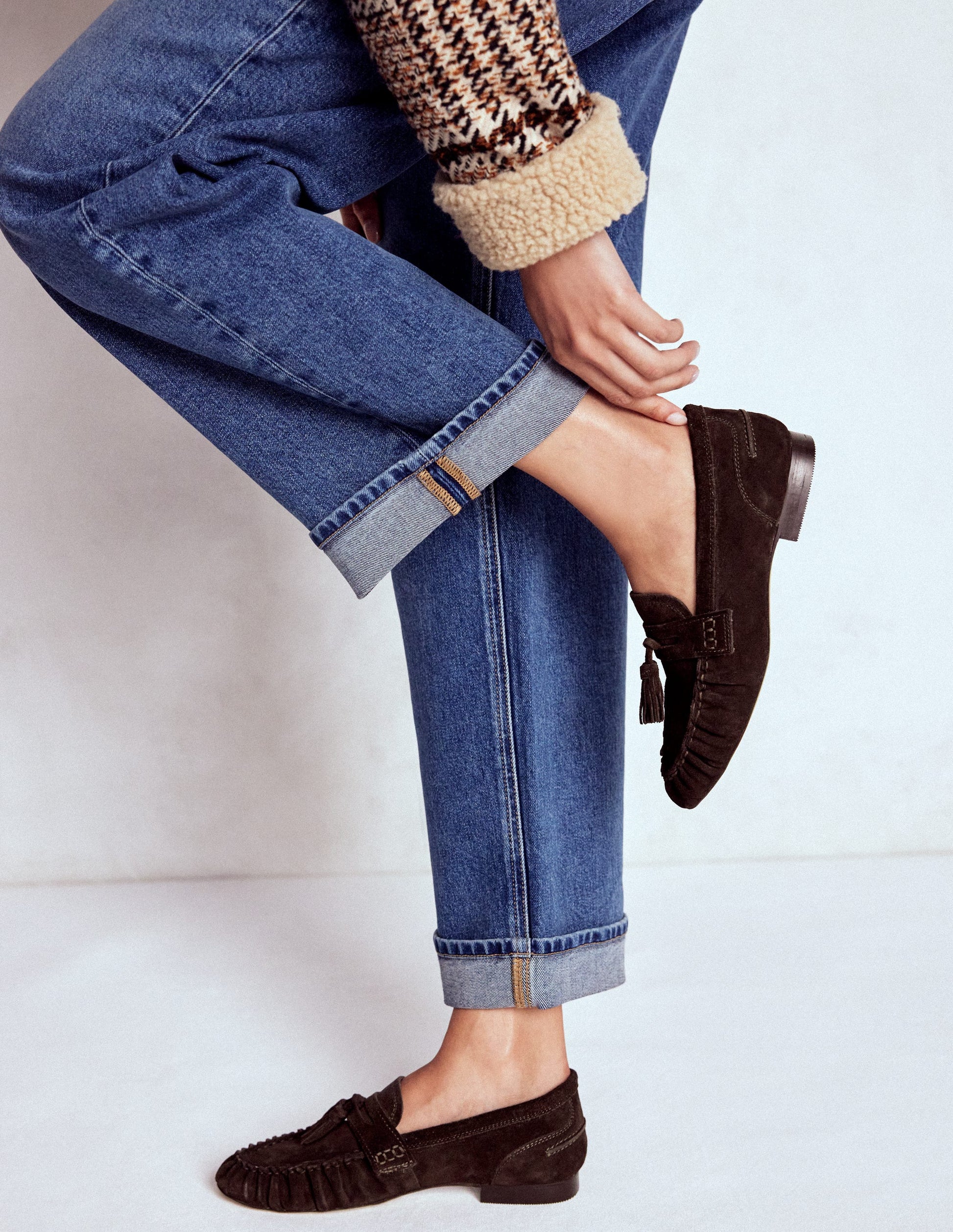 Weiche, geraffte Loafer-Schoko-3