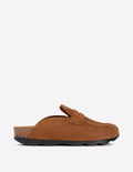 Sabots façon mules en daim-Terre d'ombre