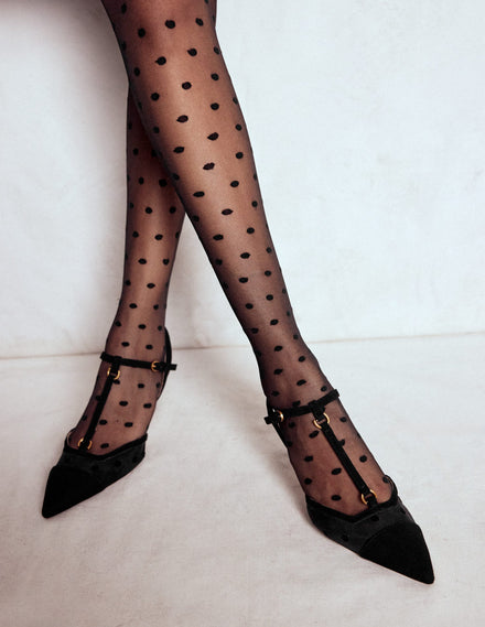 Collant à pois-Noir