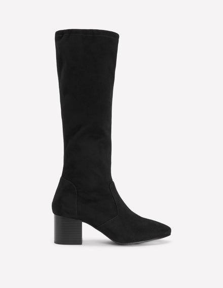 Bottes stretch à talons carrés-Noir