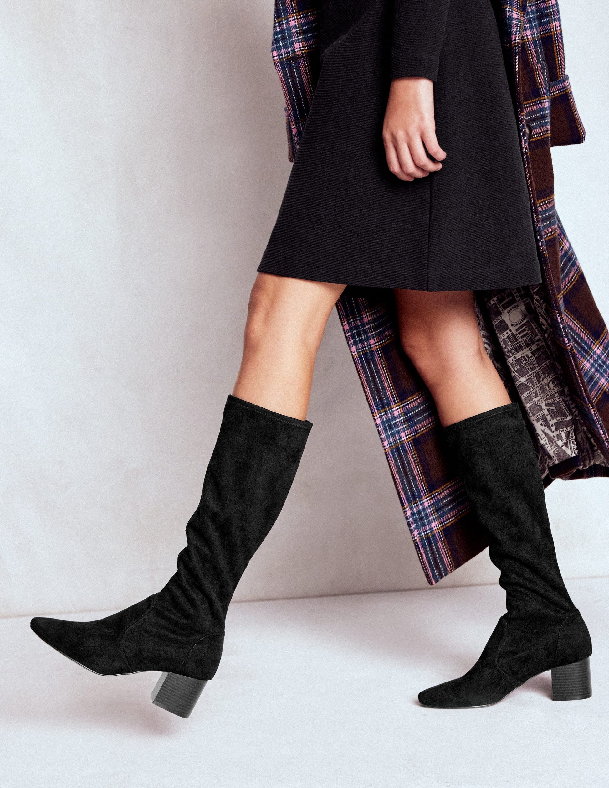 Bottes stretch à talons carrés-Noir-2