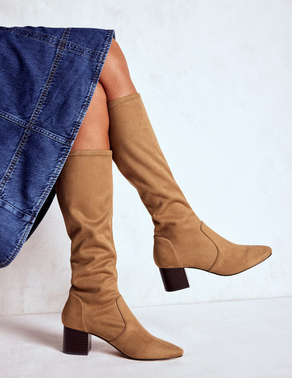Bottes stretch à talons carrés-Baies-2