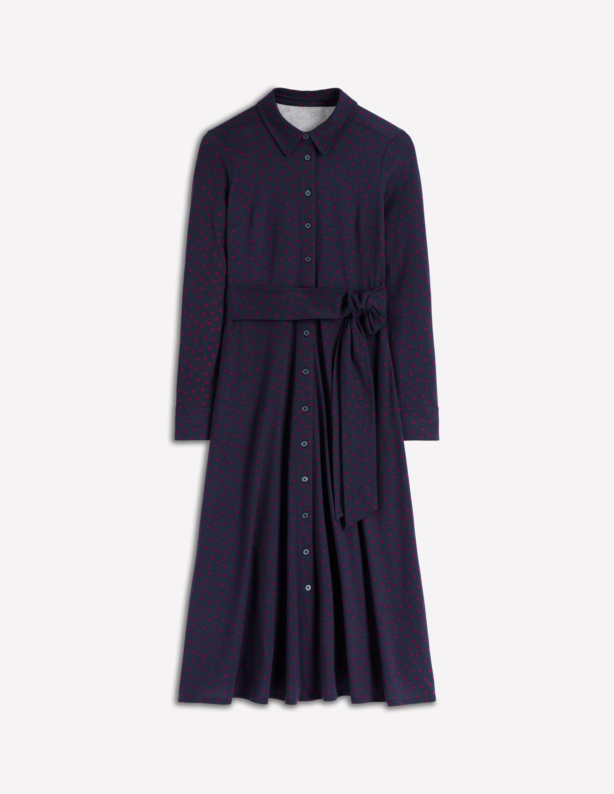Marcia Jersey-Hemdblusenkleid-Französisches Marineblau, Gemalte Tupfen - Image 6