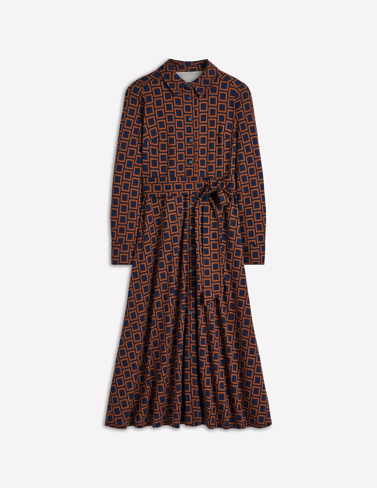Marcia Jersey-Hemdblusenkleid-Französisches Marineblau, Quadrat Geometrisch - Image 6