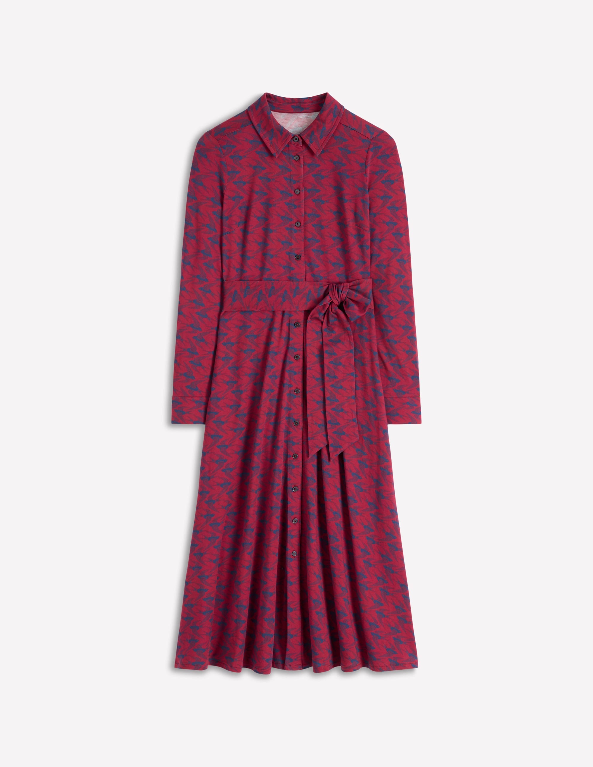 Robe-chemise Marcia en jersey-Rouge bordeaux, motif Swooping Swallow - Image 6
