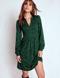 Robe décontractée Naomi en jersey-Vert foncé, motif Dainty Meadow