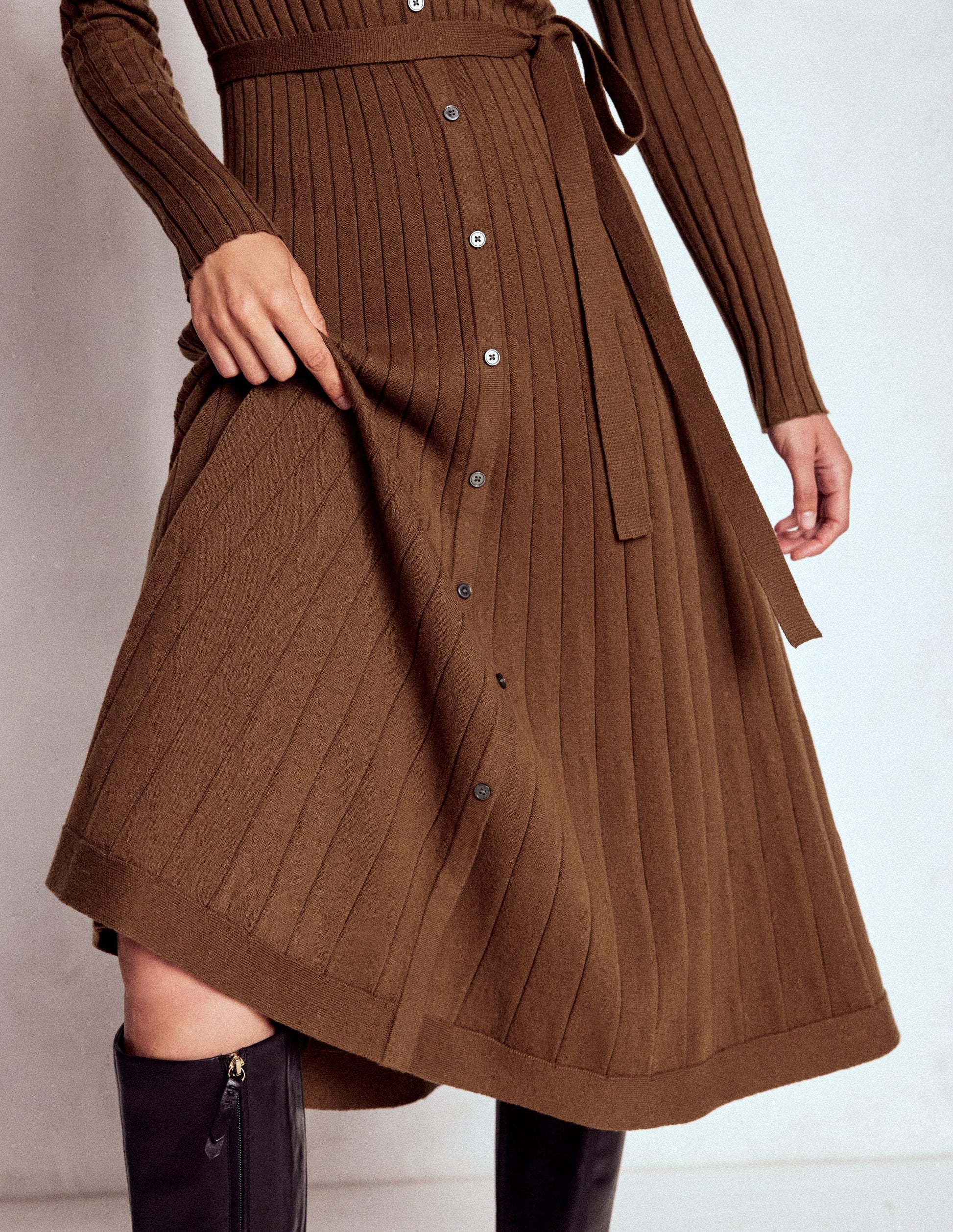 Rachel Gestrickes Hemdblusenkleid-Raue Umbra-3
