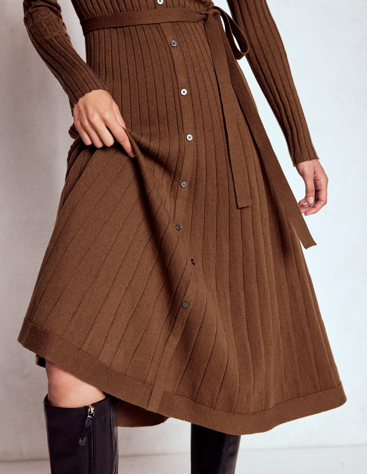 Rachel Gestrickes Hemdblusenkleid-Raue Umbra - Image 3